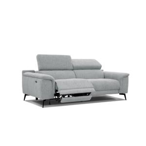 Canapé 3 places XXL avec 1 relax électrique tissu gris clai…