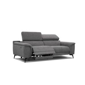 Canapé 3 places XXL avec 1 relax électrique tissu gris fonc…