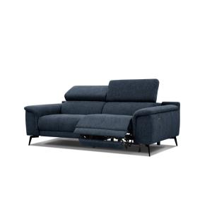 Canapé 3 places XXL avec une relax électrique tissu bleu fo…