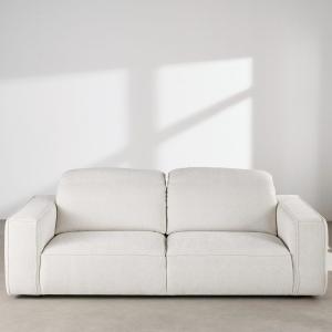 Canapé 4/5 places avec têtières en textile tramé ivoire