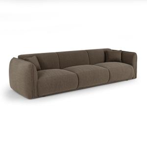 Canapé 4 places 4 places en tissu tramé toucher doux  marro…
