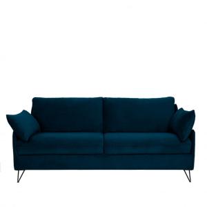 Canapé 4 places convertible velours pieds épingles noirs -…