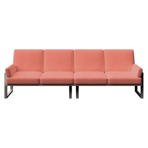 Canapé 4 places corail - cadre anthracite