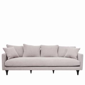 Canapé 4 places en tissu pieds tournés - Naturel