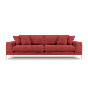 Canapé 4 places en tissu structuré rouge
