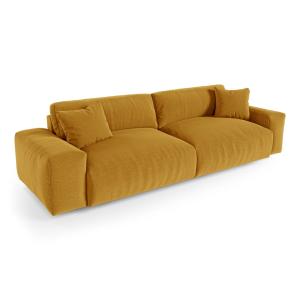 Canapé  4 places en tissu tramé toucher doux  moutarde