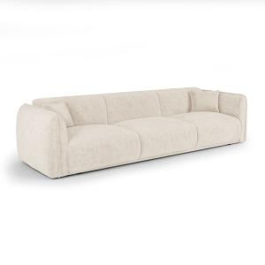 Canapé 4 places en velours à motifs crème