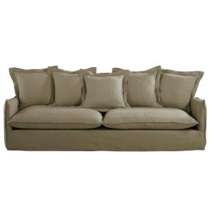 Canapé 5 places en lin vert kaki