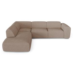 Canapé 5 places grand angle gauche bouclette taupe