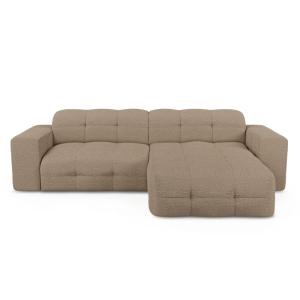 Canapé angle droit 5 places bouclette taupe 230cm