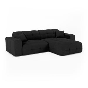 Canapé angle droit 5 places en bouclette anthracite foncé
