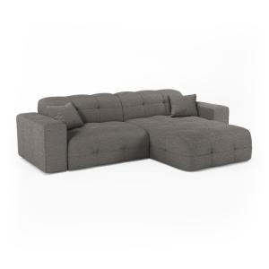Canapé angle droit 5 places en bouclette gris graphite