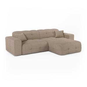 Canapé angle droit 5 places en bouclette taupe