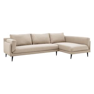 Canapé angle droit 5 places en tissu Crème