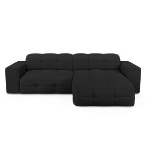 Canapé angle droit 5 places tissu bouclette Anthracite fonc…