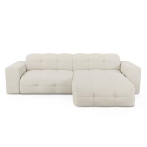 Canapé angle droit 5 places tissu bouclette crème 230cm