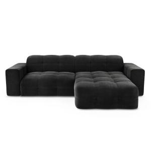 Canapé angle droit 5 places velours Anthracite foncé 230cm