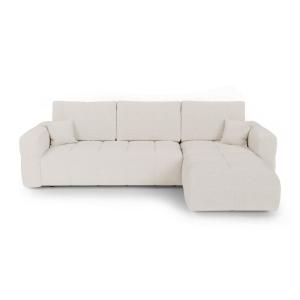 Canapé angle droit convertible 4 places coffre tissu boucle…