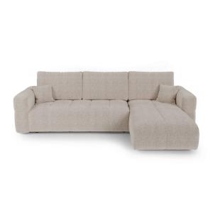 Canapé angle droit convertible 4 places coffre tissu tramé…