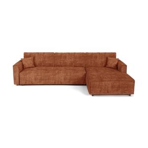 Canapé angle droit convertible coffre 3 places velours terr…