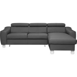 Canapé angle droit convertible cuir gris foncé 5 places