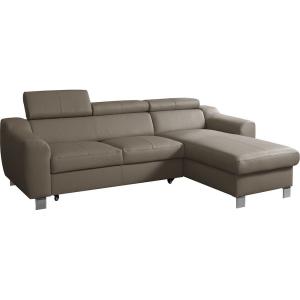 Canapé angle droit convertible cuir taupe 5 places