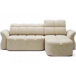 Canapé angle droit profondeur réglable VELOURS beige clair