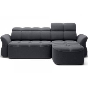 Canapé angle droit réglable velours gris foncé 4-5 places