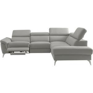 Canapé angle droit  relax électrique cuir gris clair 5 plac…