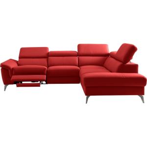 Canapé angle droit  relax électrique cuir rouge foncé 5 pla…