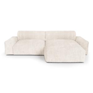 Canapé angle droit velours côtelé XXL crème 220cm