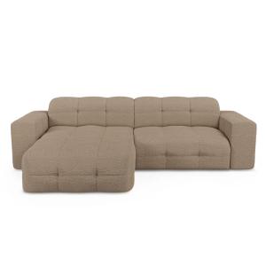 Canapé angle gauche 5 places bouclette taupe 230cm