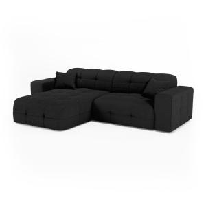 Canapé angle gauche 5 places en bouclette anthracite foncé