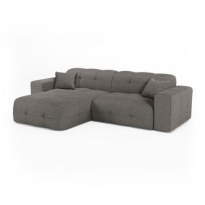 Canapé angle gauche 5 places en bouclette gris graphite