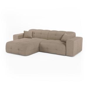 Canapé angle gauche 5 places en bouclette taupe