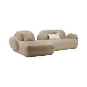 Canapé angle gauche 5 places en tissu bouclette beige