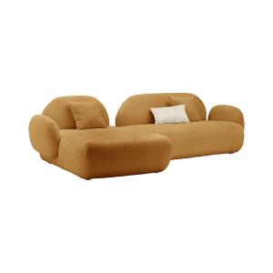 Canapé angle gauche 5 places en tissu bouclette ocre