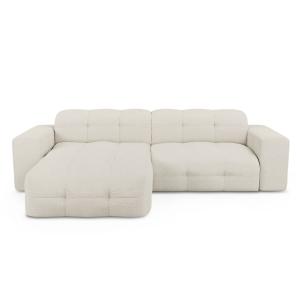 Canapé angle gauche 5 places tissu bouclette crème 230cm