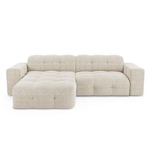 Canapé angle gauche 5 places velours crème 230cm