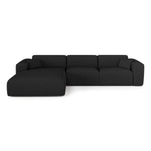 Canapé angle gauche convertible 5 places bouclette anthraci…
