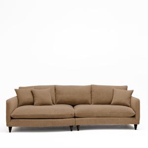Canapé angle gauche convertible 5 places tissu - Caramel ch…