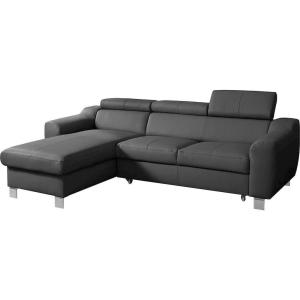 Canapé angle gauche convertible cuir gris foncé 5 places