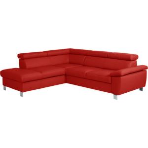 Canapé angle gauche convertible cuir rouge foncé 5 places