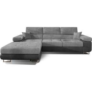 Canapé angle gauche convertible velours gris clair-foncé 5…