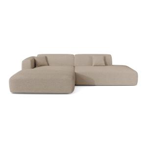Canapé angle gauche ouvert tissu bouclette taupe 5 places