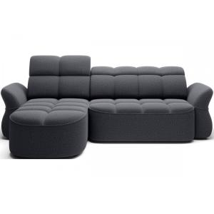 Canapé angle gauche réglable velours gris foncé 4 places