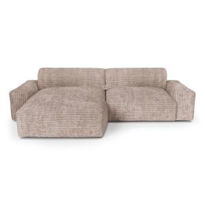 Canapé angle gauche velours côtelé XXL taupe 220cm