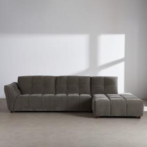 Canapé avance-recule 4/5 places effet velours vert de gris