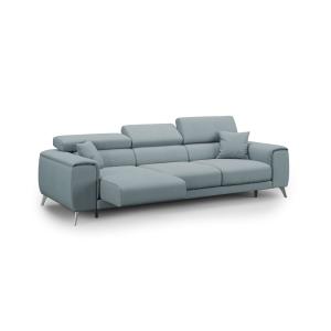 Canapé avec 3 assises coulissantes 260 cm bleu pastel