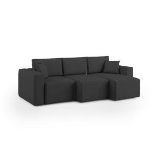 Canapé avec 3 assises en tissu imperméable 245 cm noir
